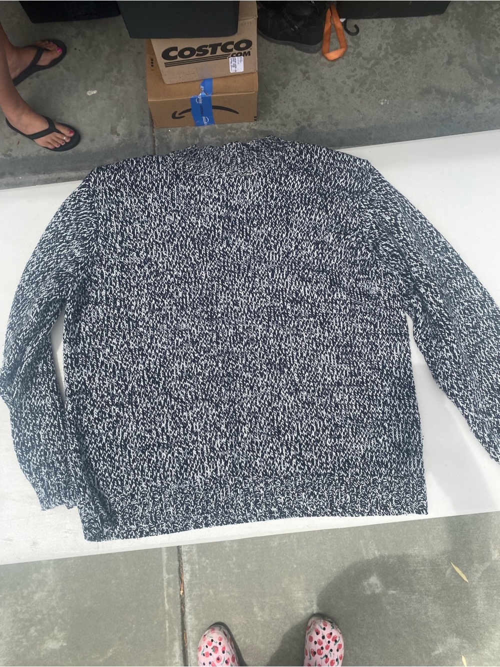 Marled Crewneck Sweater - Black & White